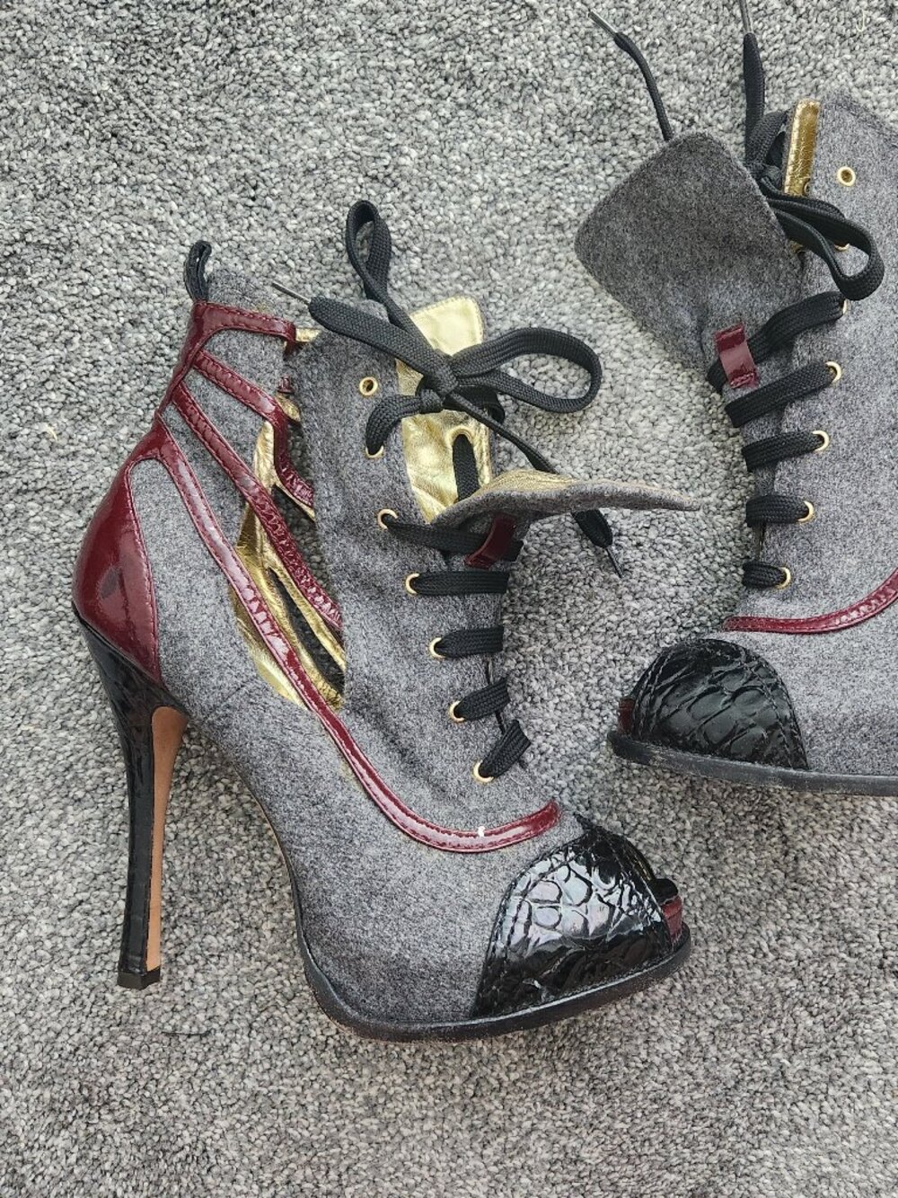Dsquared2 vintage 2000s wool and leather boots